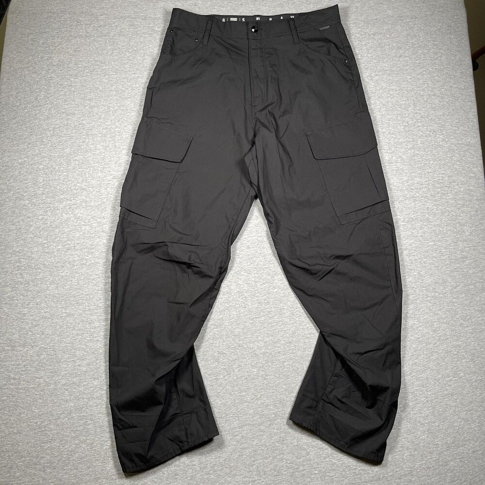G-STAR RAW Cargo 3D Boyfriend Pants Womens 31 Black Twill Tapered Relaxed Fit